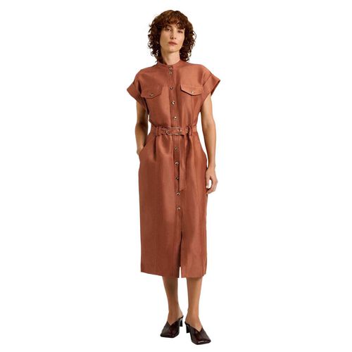 Veronika Maine Linen Viscose Blend Utility Midi Dress